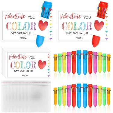 Imagem de Denylo pro Conjunto De Lembrancinhas Para Festa De Dia Dos Namorados, Cartões-Presente Para Namorados, Conjunto De Canetas Esferográficas Multicoloridas, 6 Cores, Canetas Divertidas Retráteis, Cartõ
