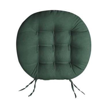 Imagem de Almofada Futon Redonda para Assento de Cadeira 40x40 cm com 9 Furos – Almofada Decorativa Espessa para Sala Quarto e Escritório (Verde Militar)