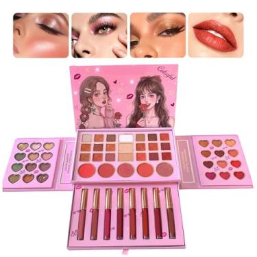 Imagem de Paleta De Sombras - Paleta De Sombras Com 50 Cores Para Cosméticos - Cosméticos Para Meninas | Para Mulheres Uso Diário Viagem Casamento Palco Festa Fantasia Carnaval Concerto Cosplay