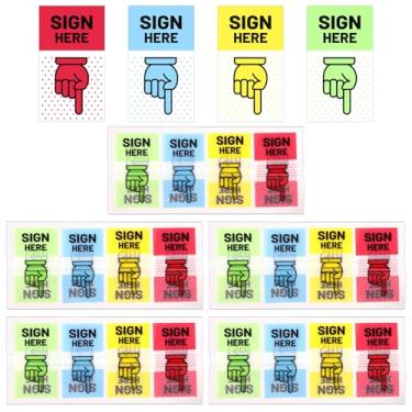 Imagem de 500 Adesivos Assine Aqui, Etiquetas Autoadesivas para Assinatura com Desenhos de Dedos para Documentos Contratos Cadernos Material Escolar e de Escritório (4 Cores)