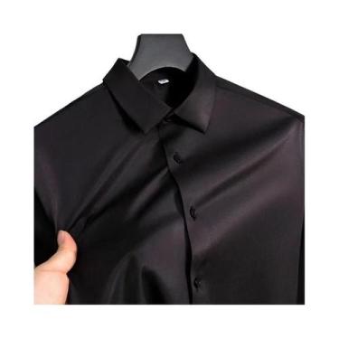 Imagem de Camisa Social Masculina Branca De Manga Longa Slim Fit Não Amassa Resi
