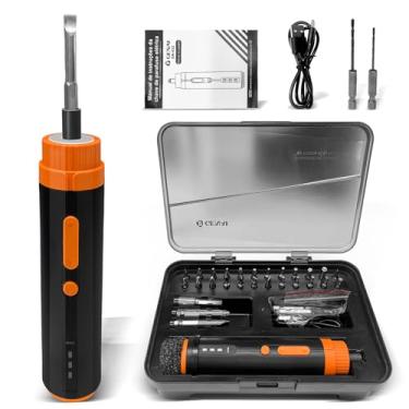 Imagem de Chave de Fenda Elétrica 3.6V Recarregável, Kit com 29 Peças e Maleta, Torque Ajustável e 220 RPM, Compacta para Montagem de Móveis, Reparos Domésticos e Eletrônicos