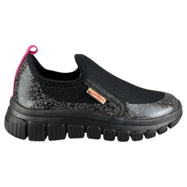 Imagem de Tênis Novopé Infantil Menina Calce Fácil Slip-On Glitter Brilho Original Leve (Preto, BR, Criança de 4 a 8 anos, Numérico, 31)