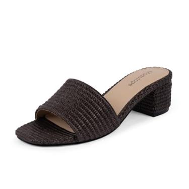 Imagem de Modatope Sandálias trançadas femininas salto grosso bico quadrado sandálias femininas bico aberto salto mules, A - chocolate, 41