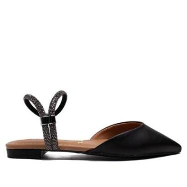 Imagem de Mule Feminino Vizzano com Tiras de Strass Preto/Prata-Feminino