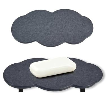 Imagem de Yuibthr Bandeja de pedra absorvente de água, bandeja de secagem rápida para banheiro e cozinha, porta-copos de diatomita de pia de secagem instantânea, bandejas de penteadeira, suporte de esponja