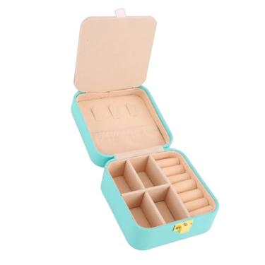 Imagem de ZJchao Caixa Organizadora de Joias de Viagem Em Couro PU Portátil Com Divisórias Removíveis Mini Espelho para Colares, Anéis, Brincos, Armazenamento de Viagem, Presente Feminino (Verde)