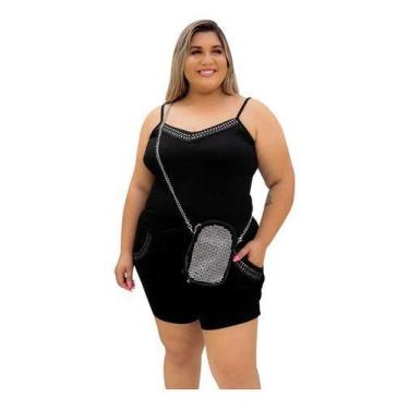 Imagem de Conjunto Feminino Plus Size Blusa Shorts Faixa Grande G2 - DONA MOÇA P