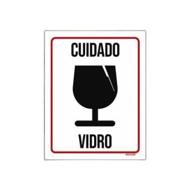 Imagem de Placa De Sinalização - Cuidado Vidro Frágil 36X46 - Sinalizo