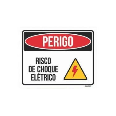 Imagem de Kit 3 Placas Perigo Risco De Choque Elétrico - Sinalizo.Com