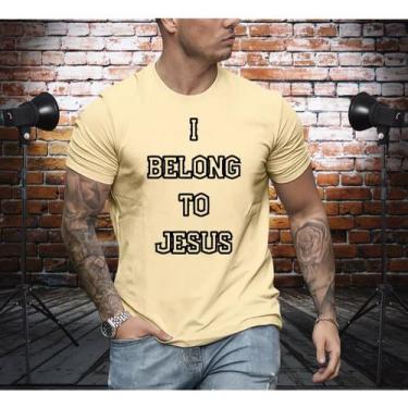 Imagem de camiseta 100% algodão estampa grande promoção eu pertenço a jesus - Es