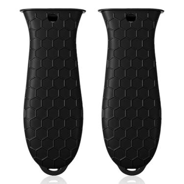 Imagem de Conjunto de 2 suportes de panela de silicone para panelas de ferro fundido, capa resistente ao calor, reutilizável, antiderrapante, alças protetoras para panelas de ferro fundido, woks, frigideiras