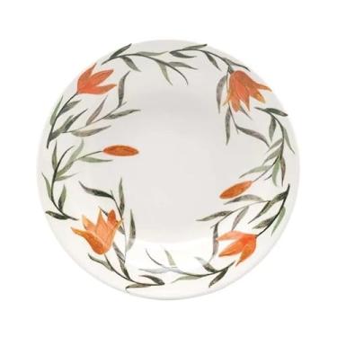 Imagem de Prato Fundo Jantar Decorado Louça Cerâmica Resistente Lindo Jogo com 12 Unidades Premium Biona 22cm (Liríos,12)