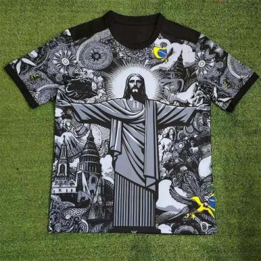 Imagem de Camisa De Futebol Brasil Jesus Para Adultos E Crianças, Secagem Rápida
