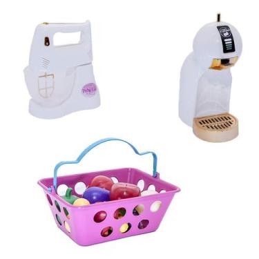 Imagem de Kit Cozinha Menina Infantil Brinquedo Batedeira Mercado 15pç - Altimar