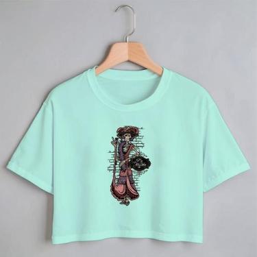 Imagem de Blusa Blusinha Camiseta Cropped TShirt Feminina Algodão Tecido Premium