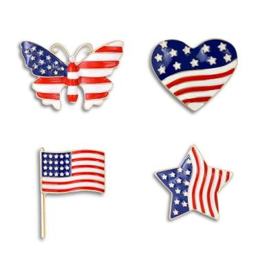 Imagem de Alfinetes de bandeira americana lapela para 4 de julho acessórios pinos dos EUA para terno 4 de julho roupas esmalte mapa americano broche broche vermelho branco e azul pinos patrióticos para mochilas