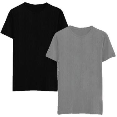 Imagem de Kit 2 Camisetas Básica Masculina Casual Moderna Lisa - W2, Preto, G