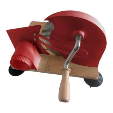 Imagem de Generic Fatiador de pão manual com espessura ajustável, base dobrável, corte uniforme para pão de fermentação caseiro, Vermelho