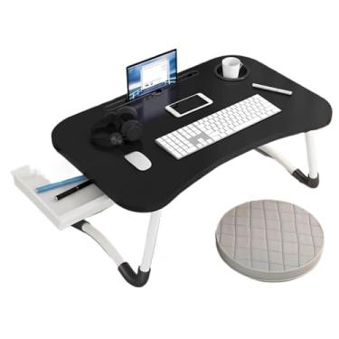 Imagem de Mesa Portátil Dobrável Com Gaveta Para Notebook Home Office Estudo Refeição Cama Com Porta Copo MDF