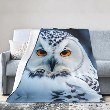 Imagem de Cobertor grande ultra macio com estampa de olhos de coruja nevado, perfeito para cama, sofá e viagens, manta de flanela aconchegante e quente