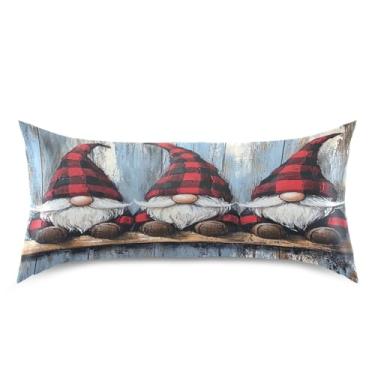 Imagem de Blueangle Fronha de cetim com três gnomos fofos para cabelo e pele, fronha de seda, tamanho king (50,8 x 101,6 cm) - Capas de almofada de cetim refrescantes com fecho de envelope (924)