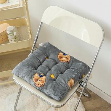 Imagem de Almofadas quadradas para assento, almofada macia de veludo para cadeira com amarras, almofada capitonê para cadeiras de cozinha, sala de jantar e escritório.