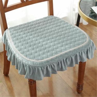 Imagem de Conjunto de 2 Almofadas Sólidas para Cadeiras, Almofadas Quadradas Antiderrapantes para Assento de Jantar com Amarras e Capa Removível, para Casa, Escritório e Restaurante