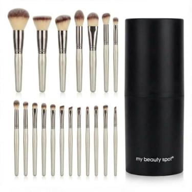 Imagem de My Beauty Spot Conjunto de pincéis de maquiagem profissional (18 peças) com recipiente de viagem — Pincéis de maquiagem sintéticos macios para rosto, base, pó, corretivo e olhos