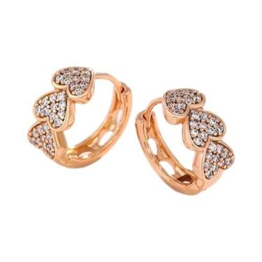 Imagem de Brincos De Argola Redondos De Zircônia Cúbica Em Ouro, Prata E Cobre P