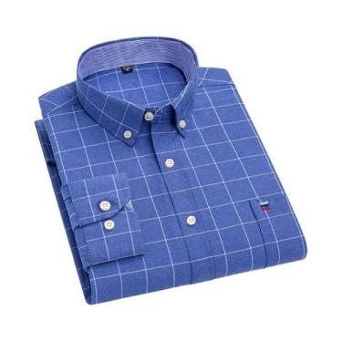 Imagem de Camisa Formal Casual De Algodão Com Botões Em Xadrez Para Homens Taman