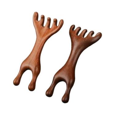 Imagem de Pente De Massagem De Madeira De Sândalo Com Duas Pontas Para Terapia C