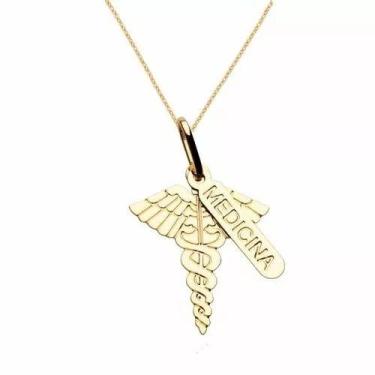 Imagem de Colar Medicina Profissão Com Placa Folheado A Ouro 18k - Milena Folhea