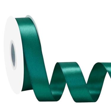 Imagem de Simplegoal Fita de cetim azul-petróleo dupla face 2,5 cm x 50 metros fitas de poliéster azul-petróleo para embrulho de presente fita de tecido para artesanato, buquê de flores, artes de costura