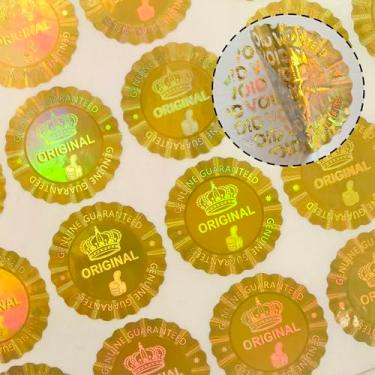 Imagem de 280 peças de adesivo holográfico inviolável, original, adesivo genuíno garantido, etiqueta holográfica de segurança, adesivo de selo vazio de garantia (ouro, 2,5 cm)