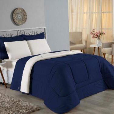 Imagem de Kit Edredom Dupla Face + Jogo de Lençol Solteiro Nobre 4 peças Malha 1