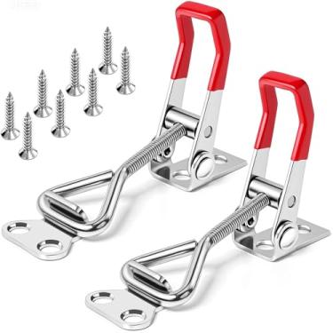 Imagem de houya Pacote com 2 braçadeiras de trava de alternância 4001 ajustáveis de aço inoxidável 304 para tampa de defumador, gabarito, caixa de refrigerador de porta de freezer, baú, liberação rápida,