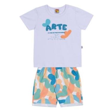 Imagem de Conjunto Infantil Menino Camiseta Branca/Bermuda Jaca Lelé-Masculino