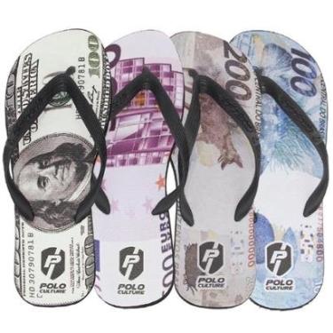 Imagem de Kit 4 Chinelos Masculino Borracha Dinheiro Dia a Dia Praia-Masculino