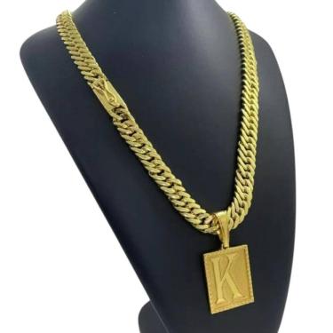 Imagem de Cordão 13Mm Grumet + Pingente Letra - Banhado A Ouro 18K