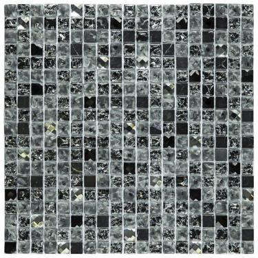 Imagem de Kit 1m² Pastilha de Vidro e Mesclada 31cm X 31cm Preto