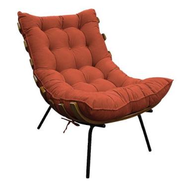 Imagem de Poltrona Decorativa Costela Base Fixa Suede Terracota - Doce Sonho Móv