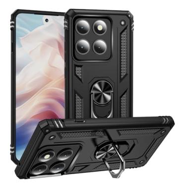 Imagem de Korecase Capa para Motorola Edge 2025 com suporte de anel, armadura protetora resistente à prova de choque de grau militar para celular Moto Edge-2025 preta