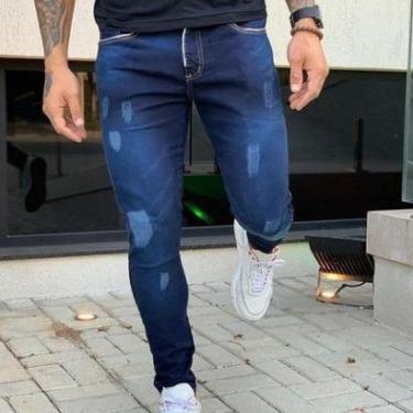Imagem de Calça Jeans Masculina Azul Escuro Original Slim Elastano-Masculino
