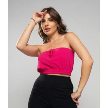 Imagem de Cropped Salvatore Fashion Tomara Que Caia Malha Canelada Feminino-Feminino