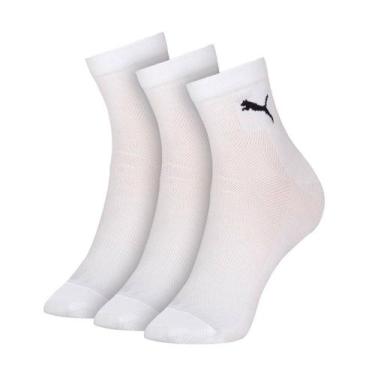 Imagem de Kit c/ 3 Meias Puma Cano Médio Branco 39/43 Masculino, Branco, 39/43