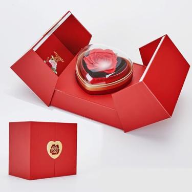 Imagem de YUTAOWH Presentes de aniversário rosa vermelha para mulheres Her Mom Wife Girlfriend Grandma with l Love You Colar Eternal Forever Rose Flower no aniversário Dia dos Namorados Dia das Mães Natal