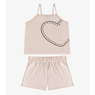 Imagem de Conjunto Infantil Blusa e Shorts Menina Select Bege, 8, Bege