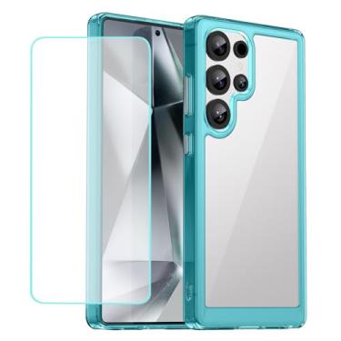 Imagem de Wanyuexes Capa para Galaxy S25 Ultra/para Samsung S25Ultra SM-S938B Capas com protetor de tela de vidro temperado, parte traseira de policarbonato transparente e capa protetora de telefone TPU para