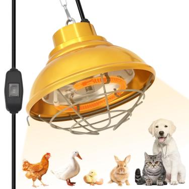 Imagem de APlayfulBee Lâmpada de calor de galinha Aquecedor de galinheiro de 350 W com lâmpada de fibra de carbono Lâmpada de calor suspensa de inverno para pintinhos, caneta, pato, casa de animais de estimação